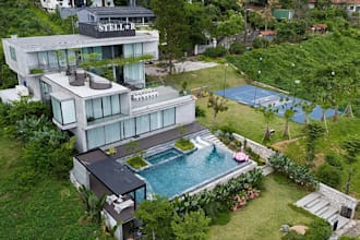 remodel 3d luxury villa, interior, playground, apartment, pool, cgi, real estate
