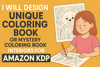 design unique coloring books and mystery coloring books for amazon KDP
