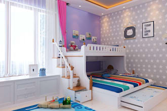 redesign 3d kids room interior, play spaces, cgi layout render,classroom library