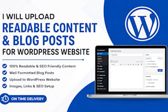 upload readable content and blog posts for wordpress website
