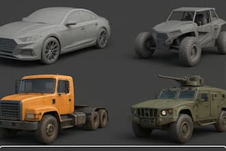 do 3d car model, rc car model, truck model, military vehicle model, bus model