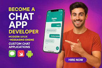 develop chat app, social media app, dating app, and flutter mobile app