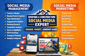 be your roofing contractor construction social media marketing manager leads gen