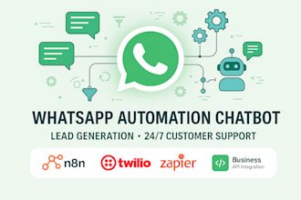 build whatsapp automation chatbot with n8n, twilio, whatsapp business API zapier