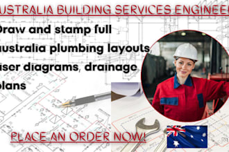 draw and stamp full australia plumbing layouts, riser diagrams, drainage plans