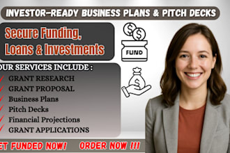 financial projections, market research to secure funding for startups, investor