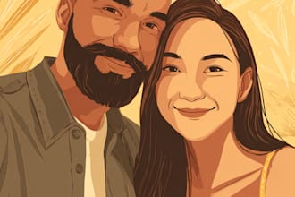 illustrate couple portrait design