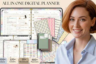design digital planner hyperlinked planner custom printable and notion planner