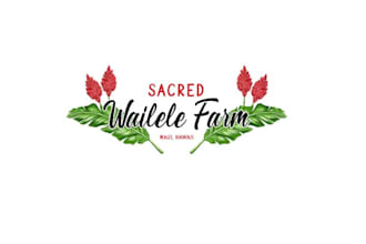 design fruit trees tropical flowers waterfall magical farm logo