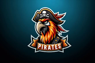 make an amazing pirates parrots head bird mascot logo design in one day