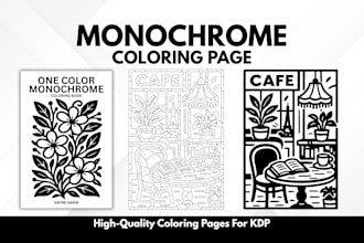 design unique monochrome coloring pages for KDP and print
