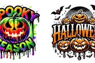 do outstanding halloween horror scary, mascot logo, design in hand drawn style