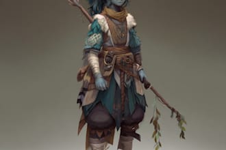 draw a fantasy character for dnd, pathfinder,