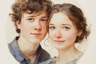 do watercolor couple portrait custom couple