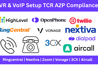 setup nextiva ringcentral aircall ivr voip tcr a2p quo zoom openphone vonage 3cx
