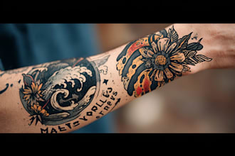 make unique tattoo design, realism, traditional, anime or more