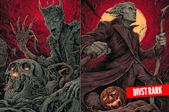 create brutal dark art illustration for covers and merch