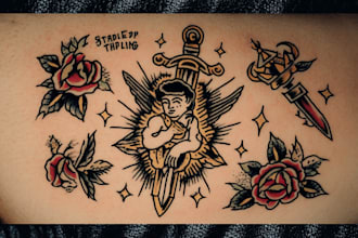 create american traditional tattoo style design