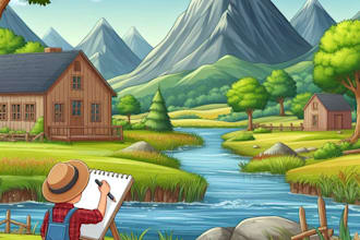 draw a natural landscape and background illustration