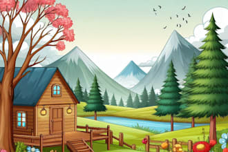 cartoon realistic concept art, game art, fan art, background illustration