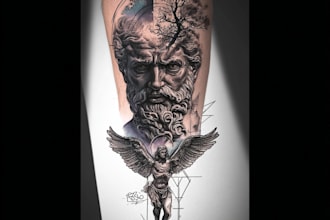 create unique realism tattoo design with my style