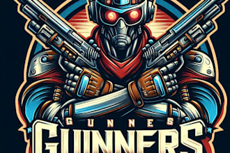 design high quality cyborg gunners vintage logo with t shirt design