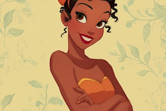 do your couple into lovely disney cartoon portrait
