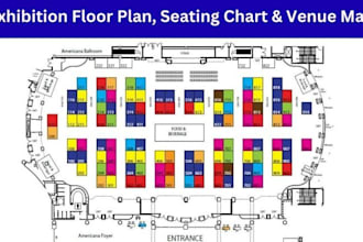 create a custom exhibition floor plan, seating chart, and event venue map