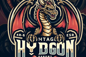 make a vintage hydra dragon esport mascot logo  t shirt design