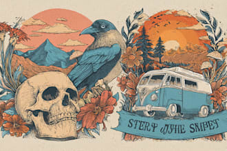 make vintage retro illustration for tshirt merch