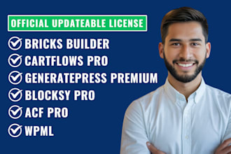 install bricks builder, wpml, generatepress, cartflows, blocksy and acf pro