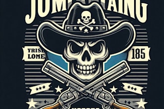 make a vintage crossbones mascot logo t shirt design