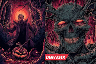 draw detailed creepy and terrifying dark art illustration