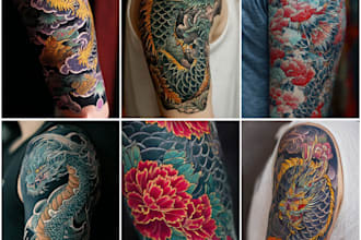 do awesome original japanese tattoo, irezumi tattoo design