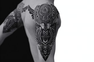 design a minimalist or geometric tattoo with line art