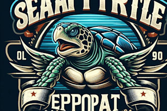 make a vintage sea turtle mascot esports logo t shirt design