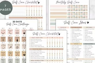 design digital journal, pregnancy journal, 365 days planner, self care planner