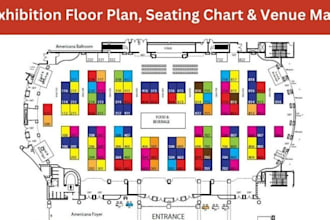 design premium exhibition floor plans, wedding seating charts, and venue maps