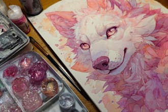 make a digital watercolor character art or furry art