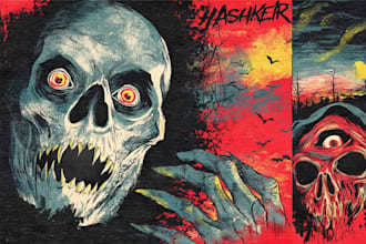 draw dark horror for halloween book cover and album cover