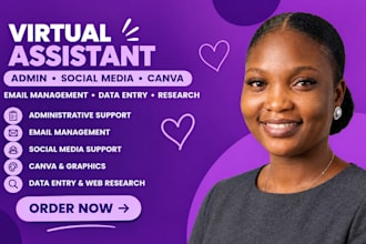 be your executive virtual assistant for email, admin and social media support