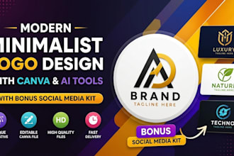 modern minimalist logo with canva and bonus kit