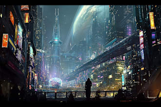 do cyberpunk futuristic city art