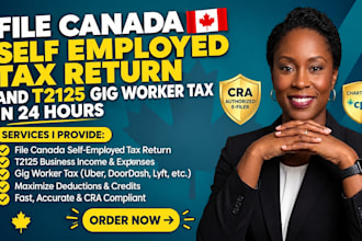 file canada self employed tax return and t2125 gig worker tax in 24 hours