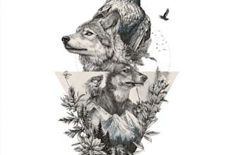 create custom tattoo design of nature and animals