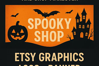 design etsy print spooky halloween graphics logo banner shop makeover for etsy
