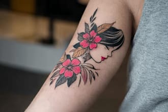 create a beautiful watercolor flowers tattoo design for you