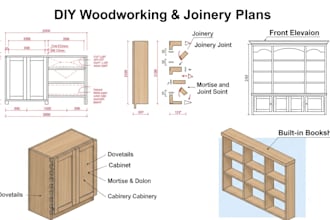 design 2d and 3d plans for millwork, cabinetry design, DIY woodworking, joinery