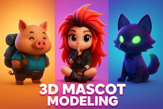 create cute animal toy 3d character model for 3d printing and game