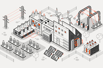 craft isometric illustration for map or advertising